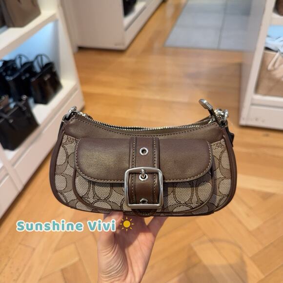 NWT COACH CDB18 Ashton Mini Shoulder Bag in Signature Jacquard Silver/Oak/Maple